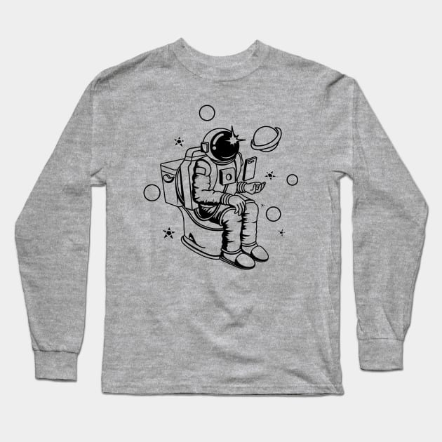 Poopin Astronaut In Space Funny Space Gift Long Sleeve T-Shirt by atomguy